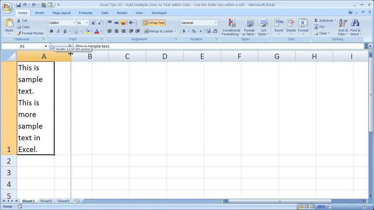 excel for mac inseret line return within a column